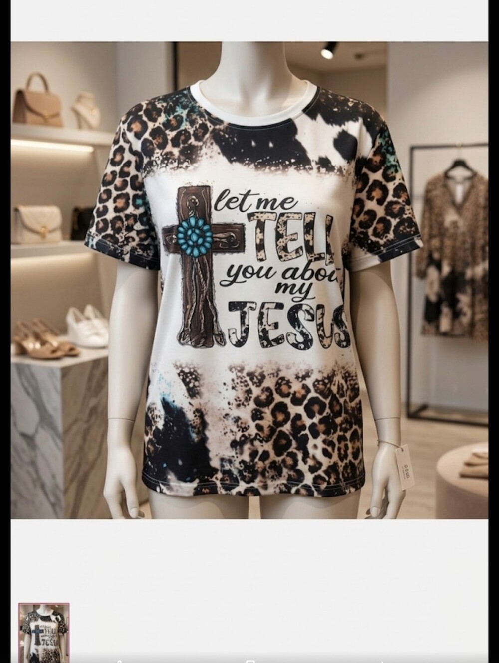 Women's Short Sleeve Leopard Print Tee